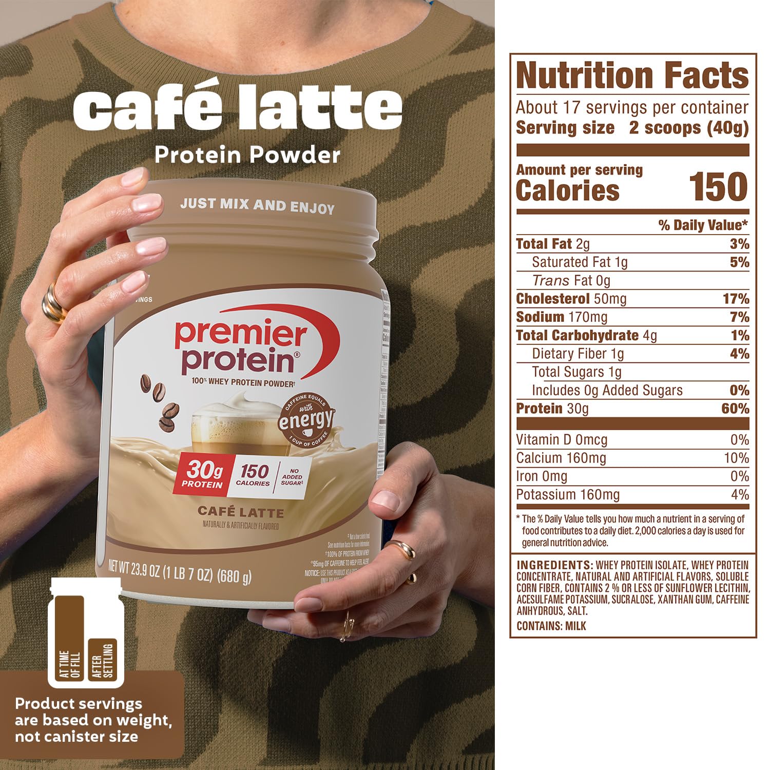 Premier Protein smoothie con fruta y polvo, desayuno rico en proteínas