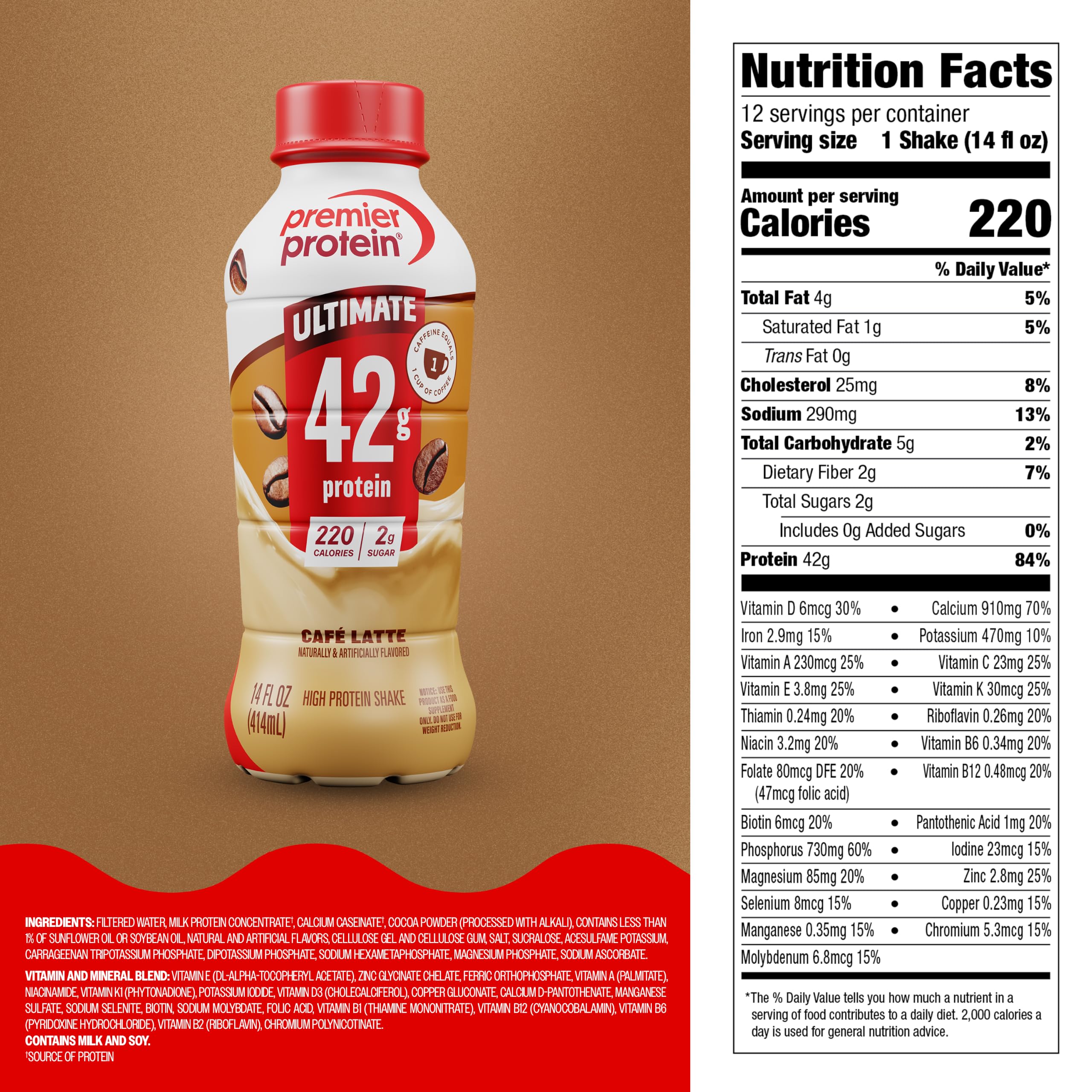 Premier Protein caja de 12 unidades ideal para almacenamiento y uso frecuente
