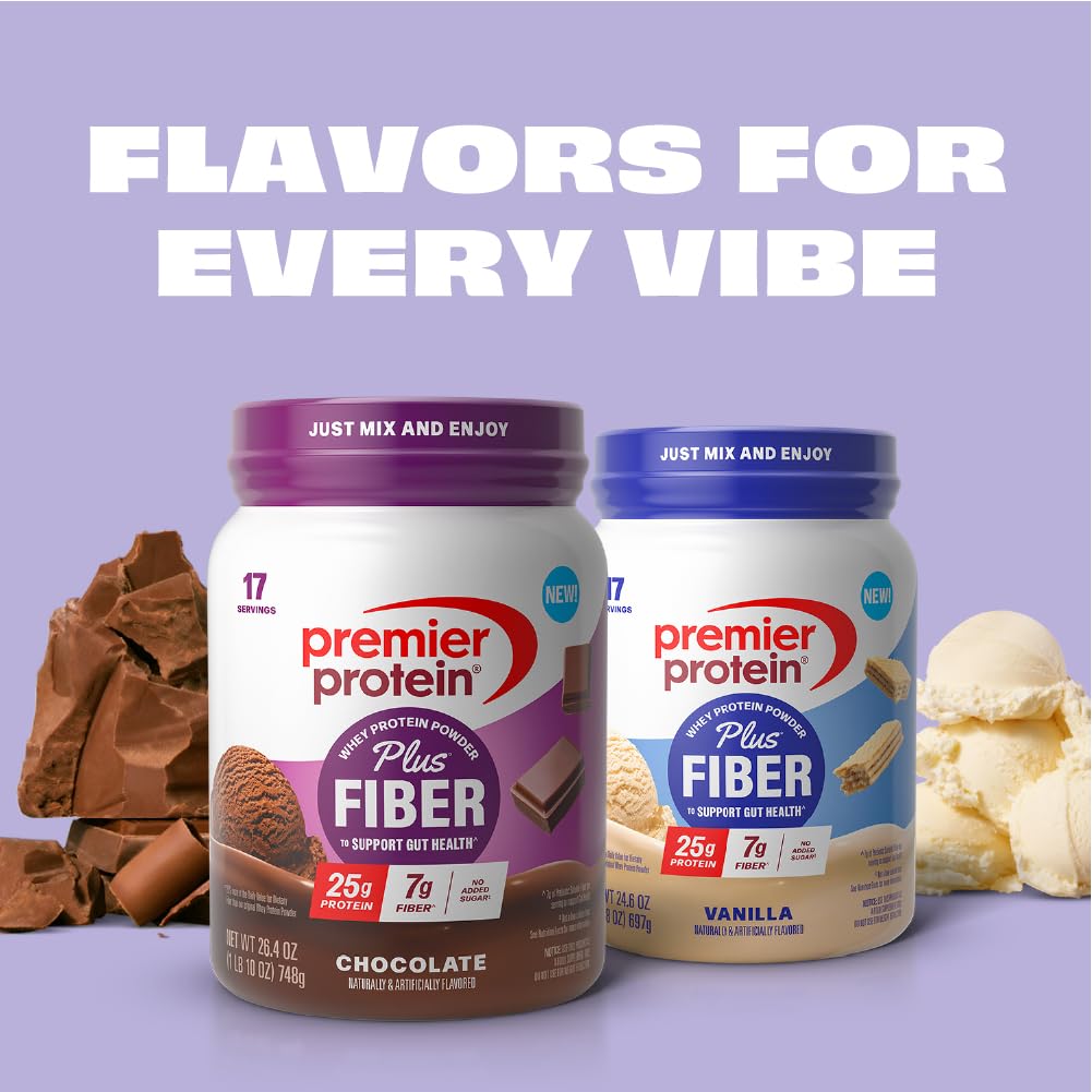 Premier Protein etiqueta nutricional enfocada en proteína y fibra