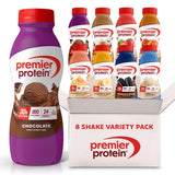 Premier Protein frente del empaque mostrando variedad y conveniencia