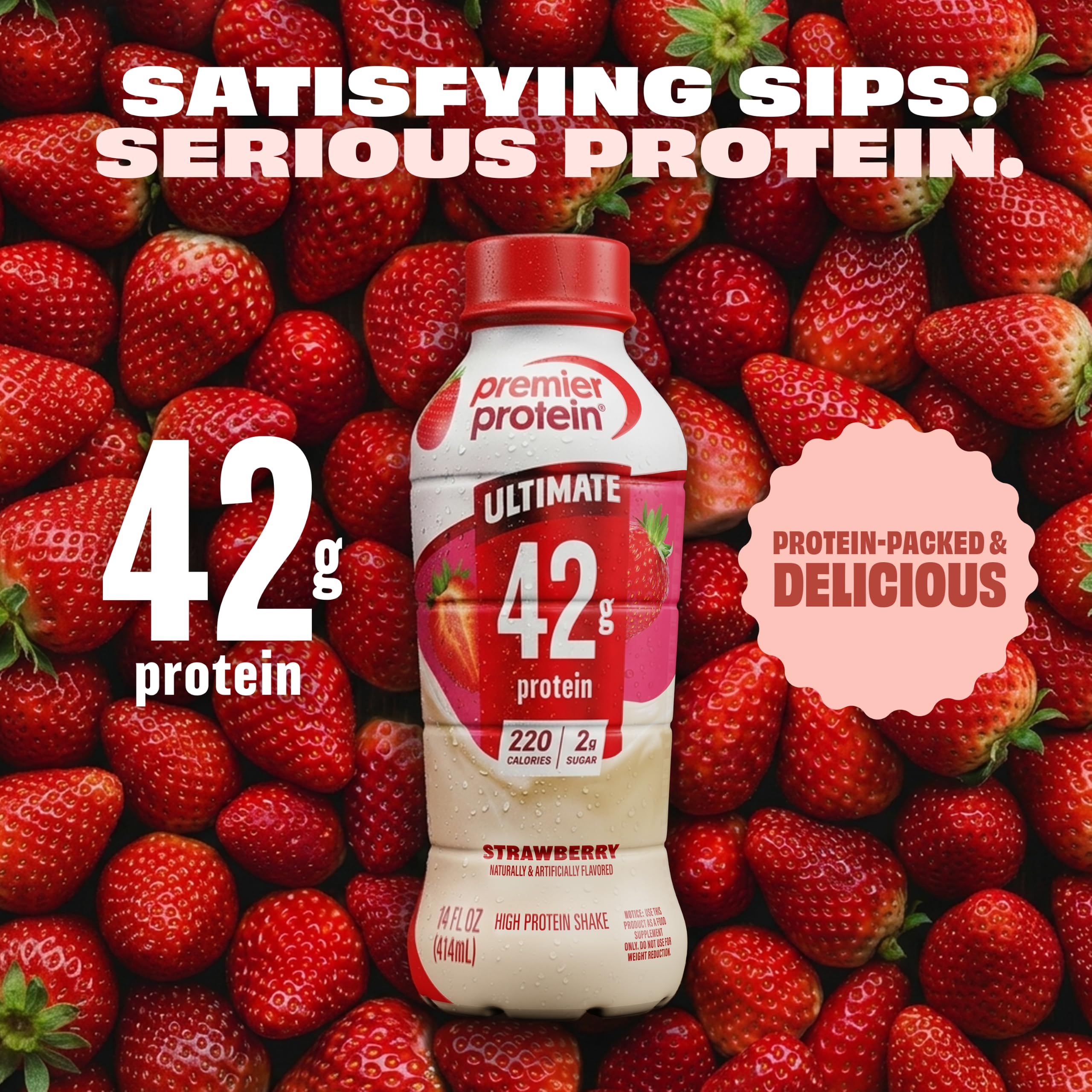 Premier Protein envase abierto listo para beber, beneficio conveniencia inmediata