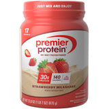 Premier Protein envase frontal mostrando 17 porciones y beneficio práctico