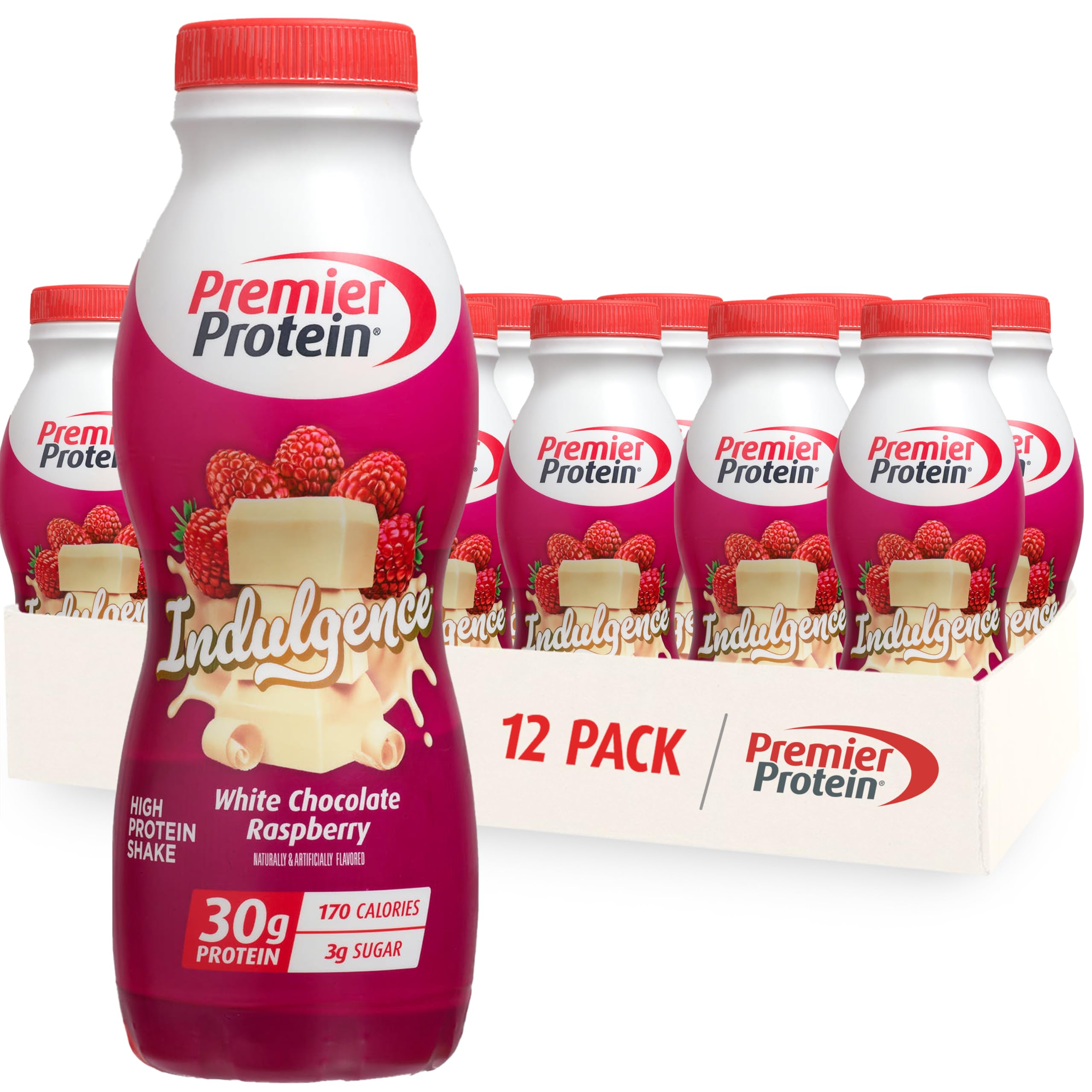 Premier Protein botella frontal mostrando diseño y beneficios visibles