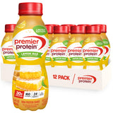 Premier Protein botella frontal Lemon Bar, presentación clara y lista para beber