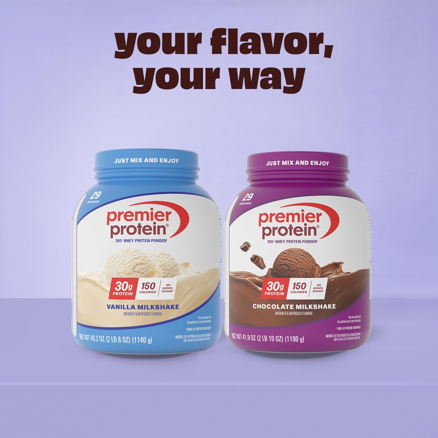 Premier Protein al lado de una botella para comparar tamaño y porciones