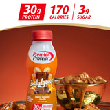 Premier Protein comparación de tamaño con manos para referencia práctica