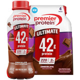 Premier Protein pack de 4 batidos chocolate en primer plano, conveniencia para llevar