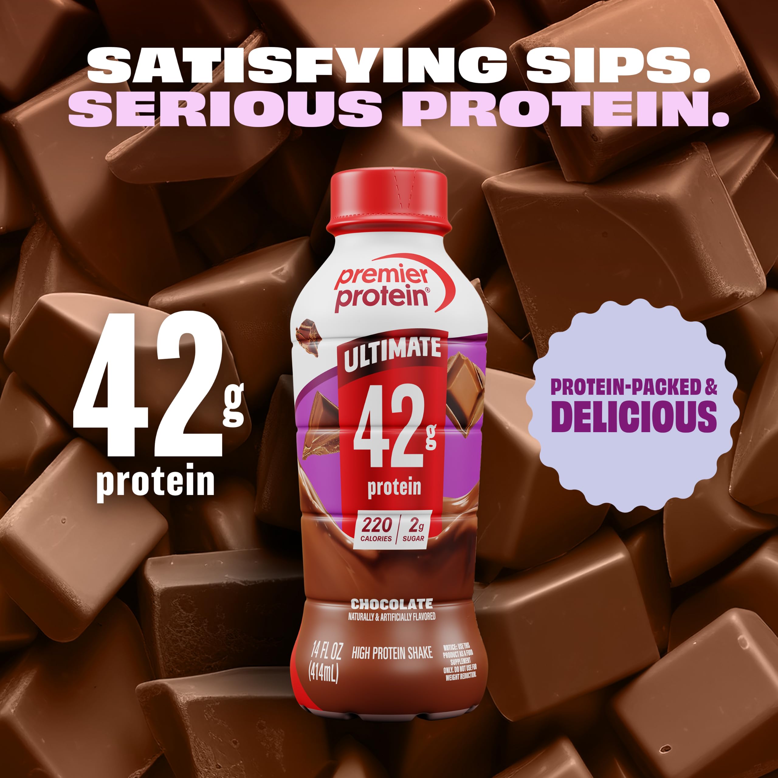 Premier Protein textura cremosa en primer plano para sensación milkshake