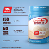Premier Protein polvo vainilla textura fina ideal para mezclar sin grumos