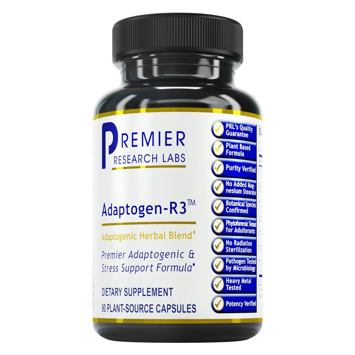 Premier Research Labs frasco frontal mostrando la etiqueta y beneficios claros