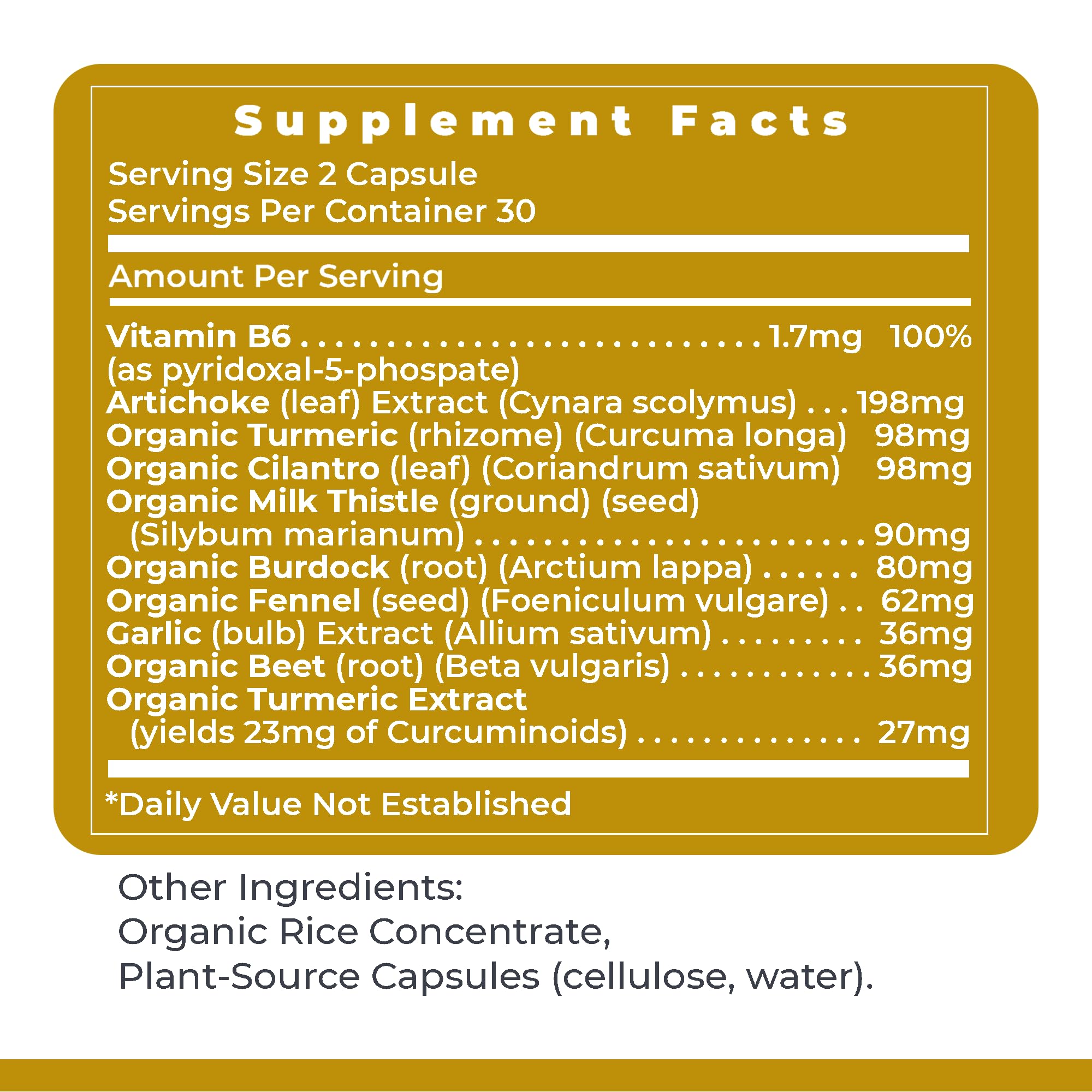 Premier Research Labs BiliVen etiqueta frontal zoom con información de ingredientes