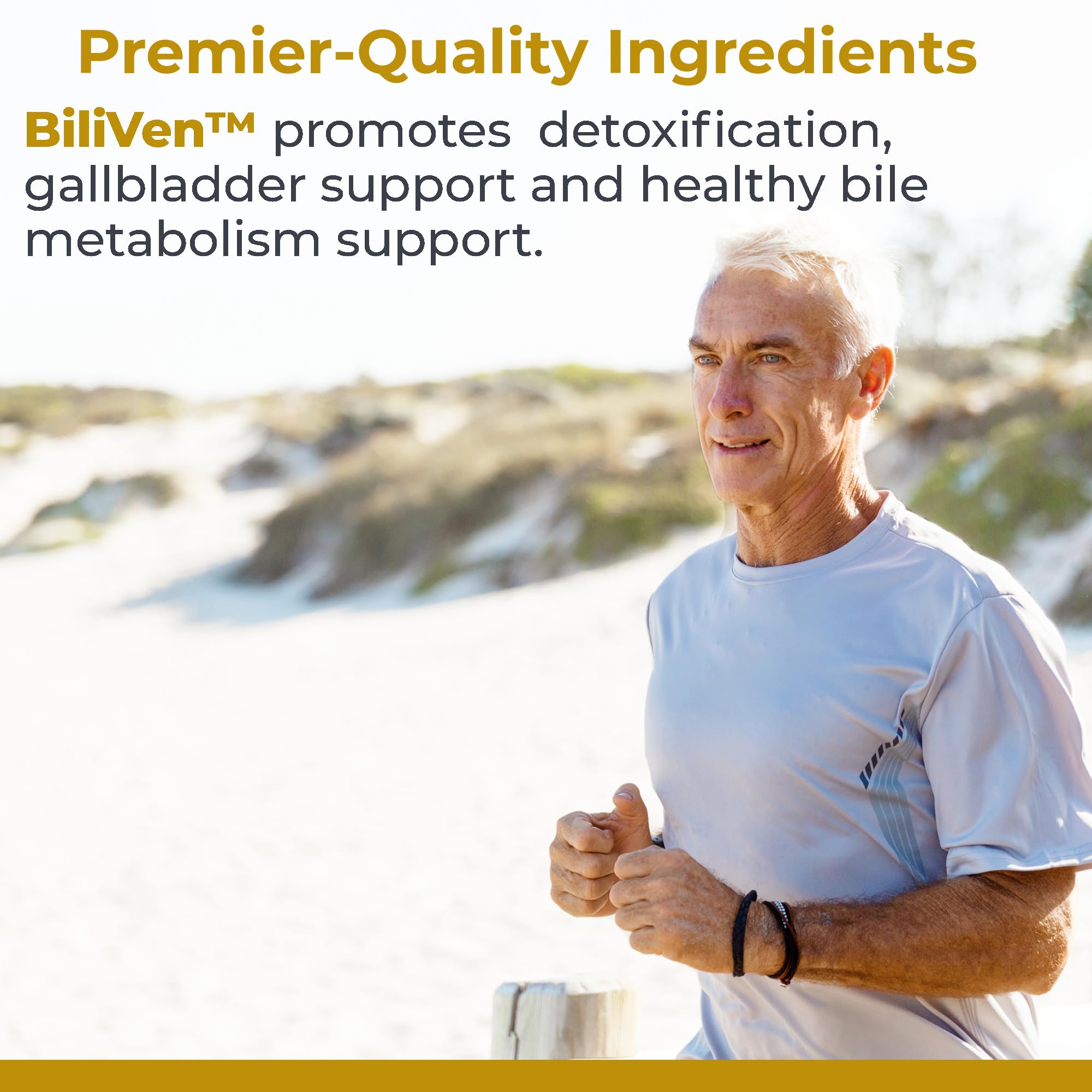 Premier Research Labs BiliVen ingredientes clave primer plano, apoyo natural