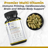Premier Research Labs primer plano de cápsula vegetal destacando pureza