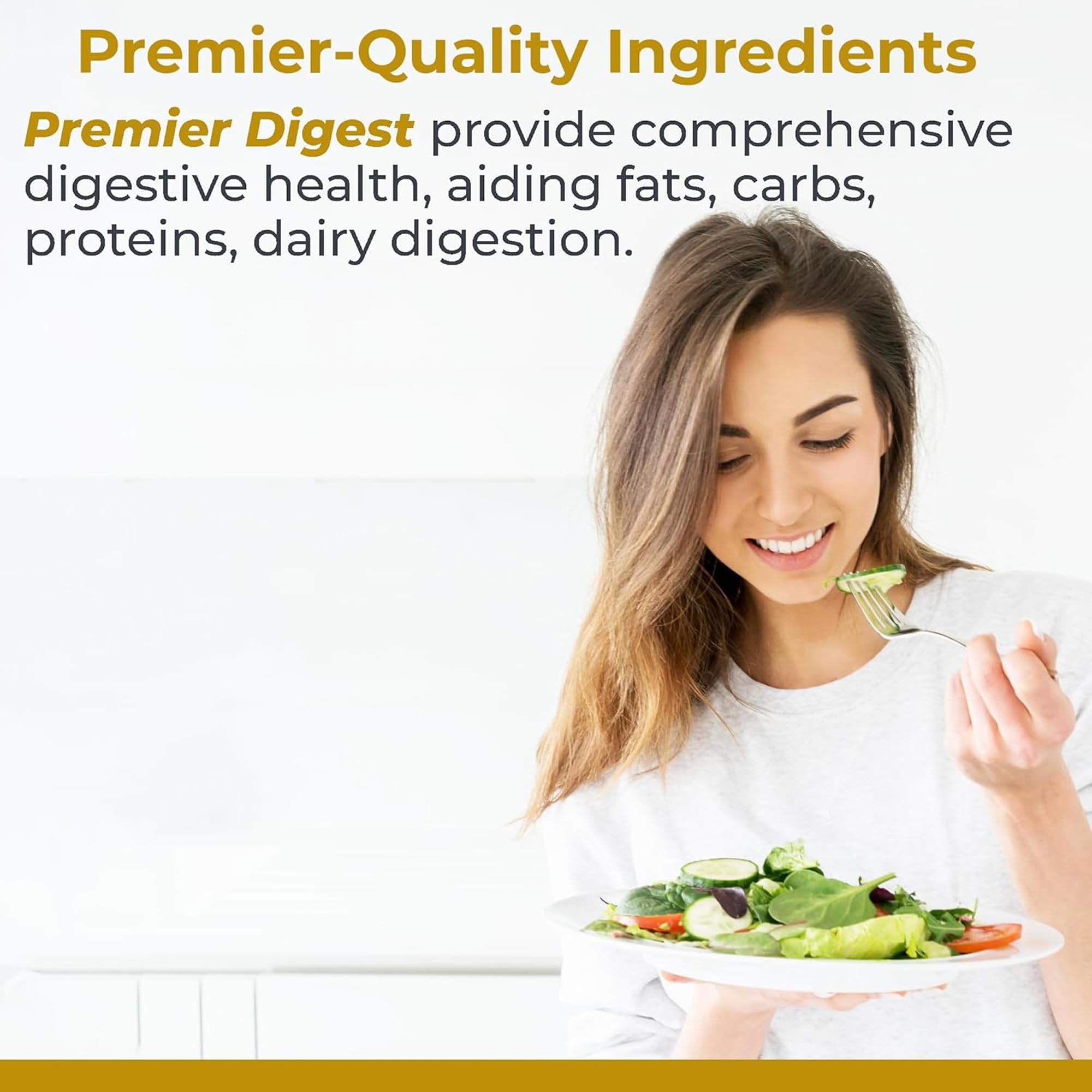 Premier Research Labs cápsula junto a comida para ilustrar uso con las comidas