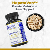 Premier Research Labs HepatoVen cápsulas vegetarianas en detalle, calidad visible