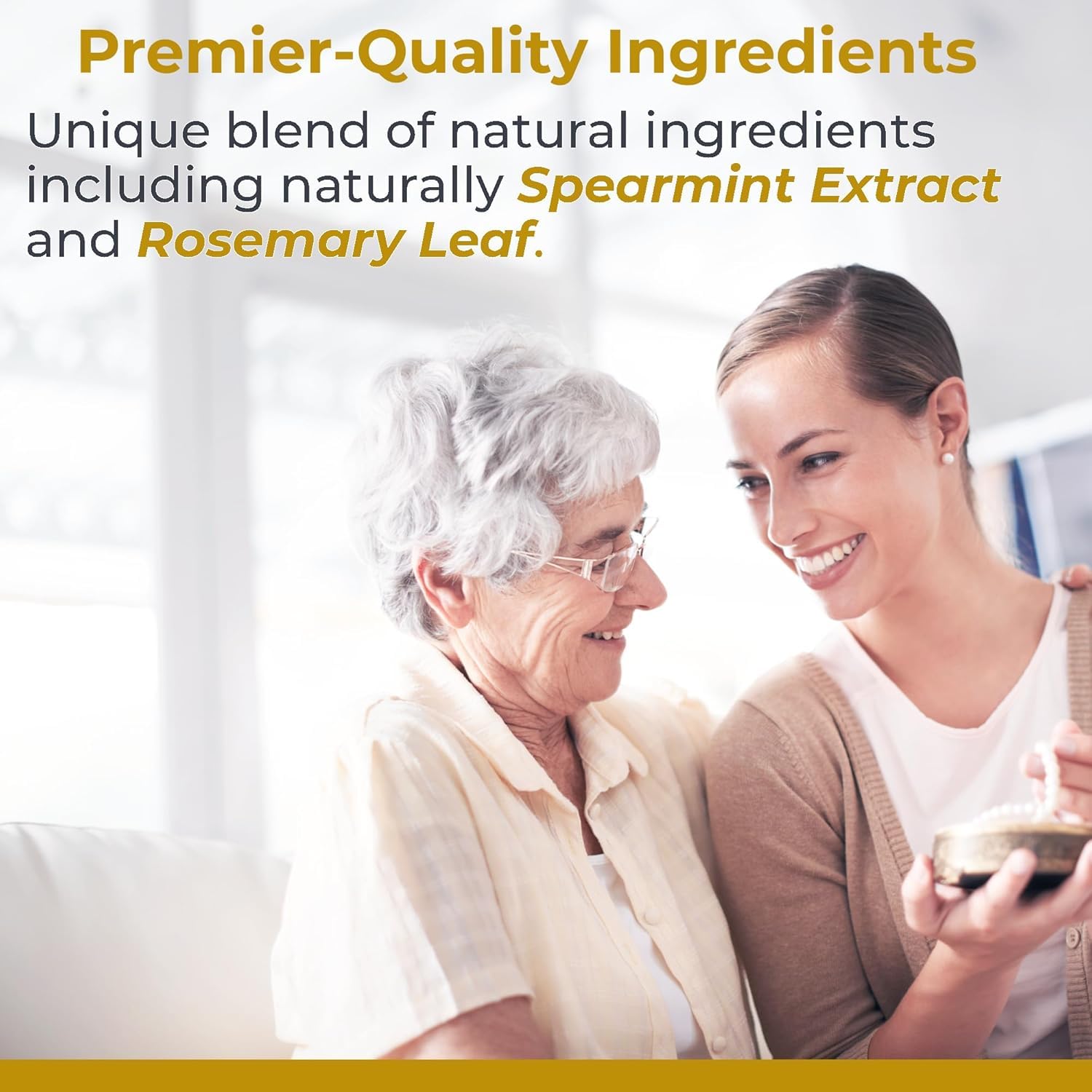 Premier Research Labs ingredientes hierbabuena, fruto de café y colina ilustrando origen natural
