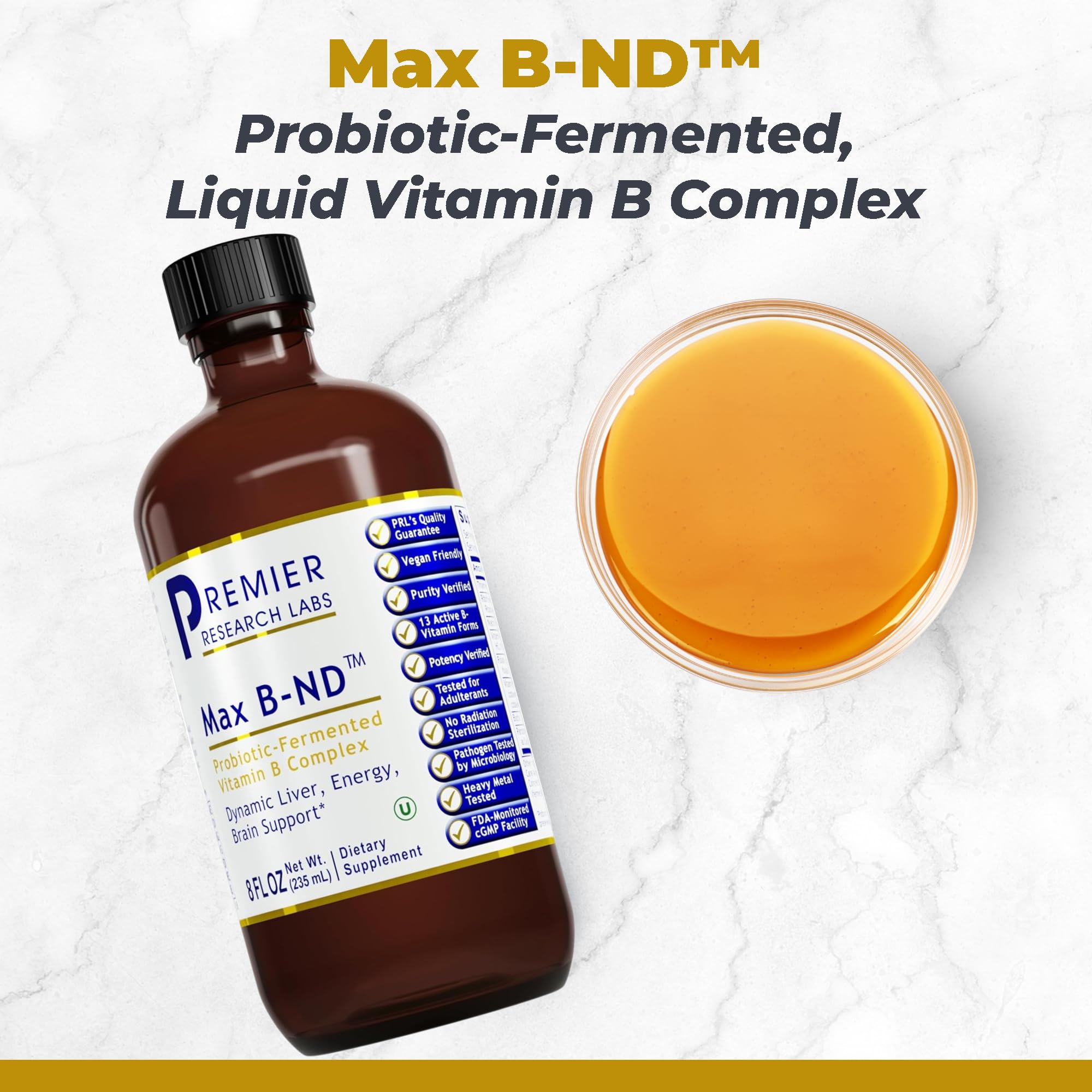 Premier Research Labs Max B-ND detalle del gotero y textura que facilita dosificación precisa