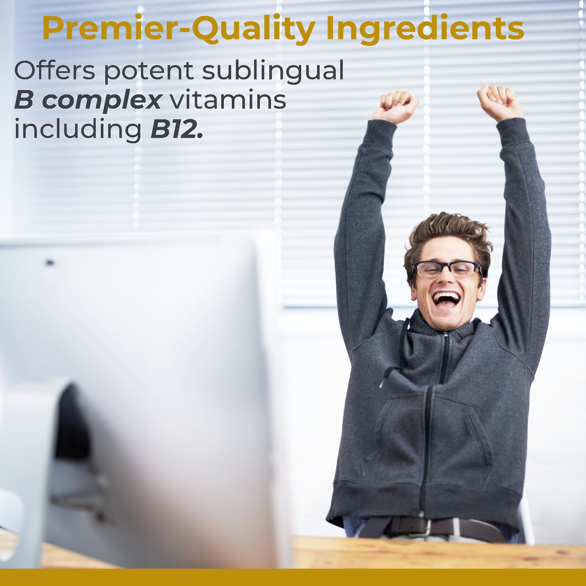 Premier Research Labs Max B-ND demostración de uso sublingual para absorción más rápida