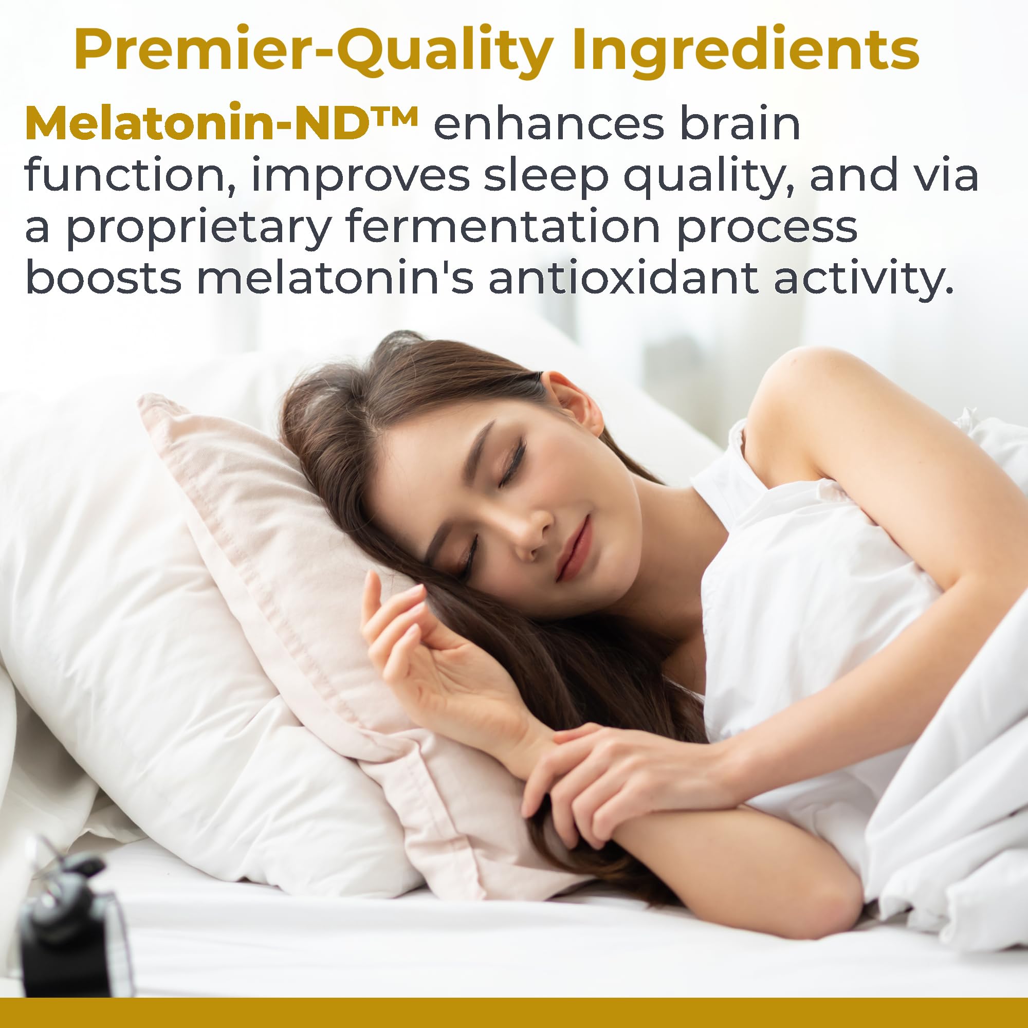 Premier Research Labs melatonin-nd gota sobre la piel mostrando textura y pureza