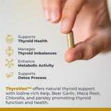 Premier Research Labs ThyroVen persona tomando cápsula mostrando facilidad de uso