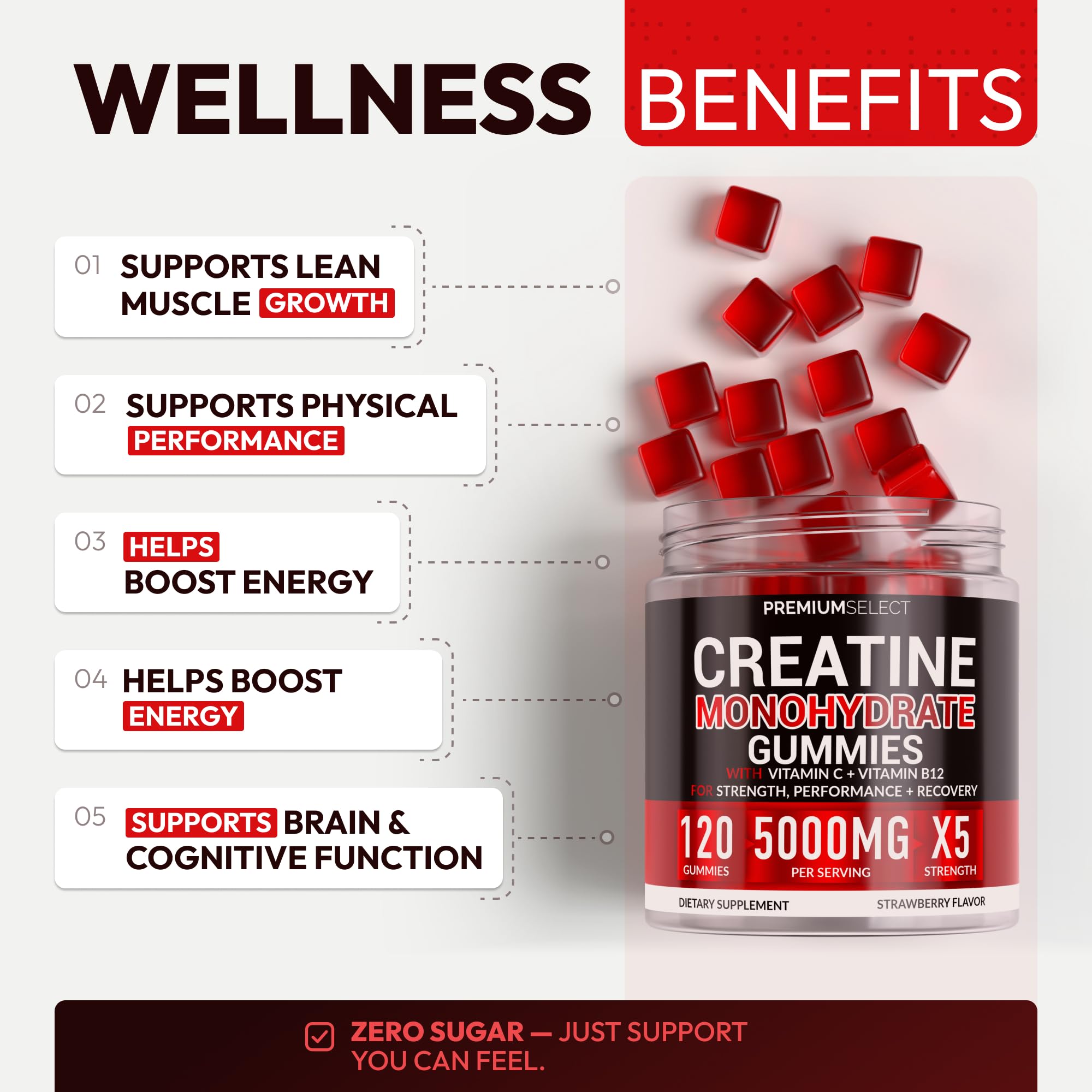 Premium Select Nutrition primer plano de textura de gomita, aspecto apetecible