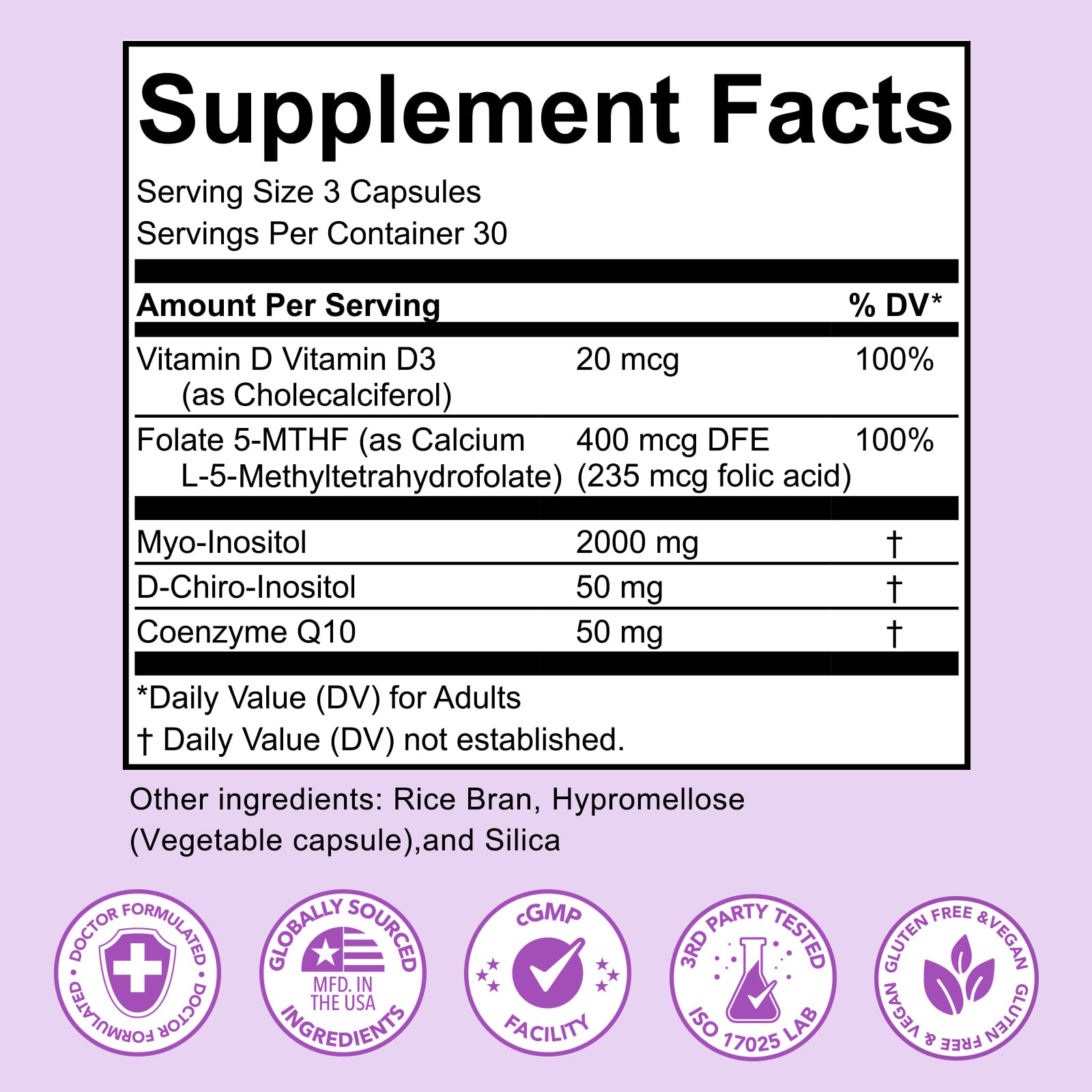 Premom etiqueta con lista de ingredientes y dosis claramente visible