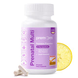 Premom envase frontal que muestra 27 nutrientes y aroma limón, confianza de calidad