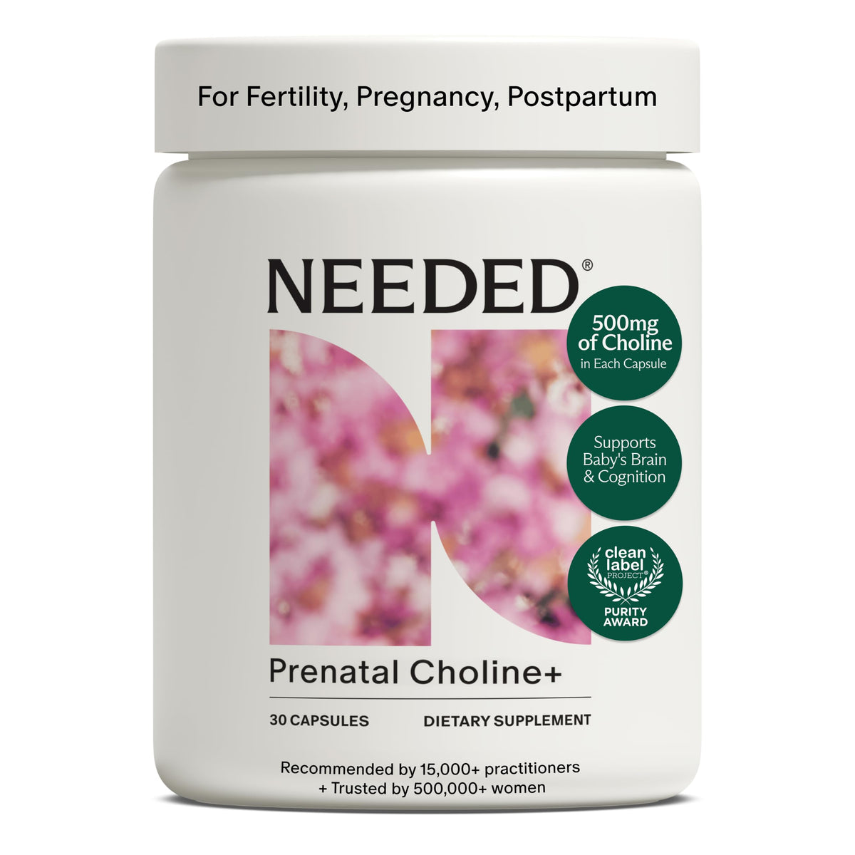 Prenatal Choline+ frente del envase mostrando presentación y beneficio
