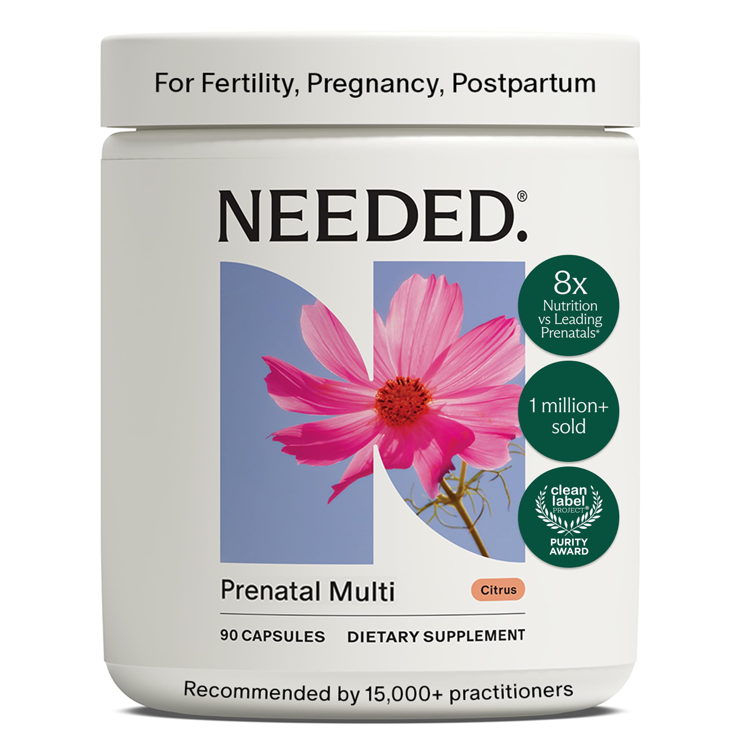 Prenatal Multi Essentials envase frontal mostrando diseño y dosis