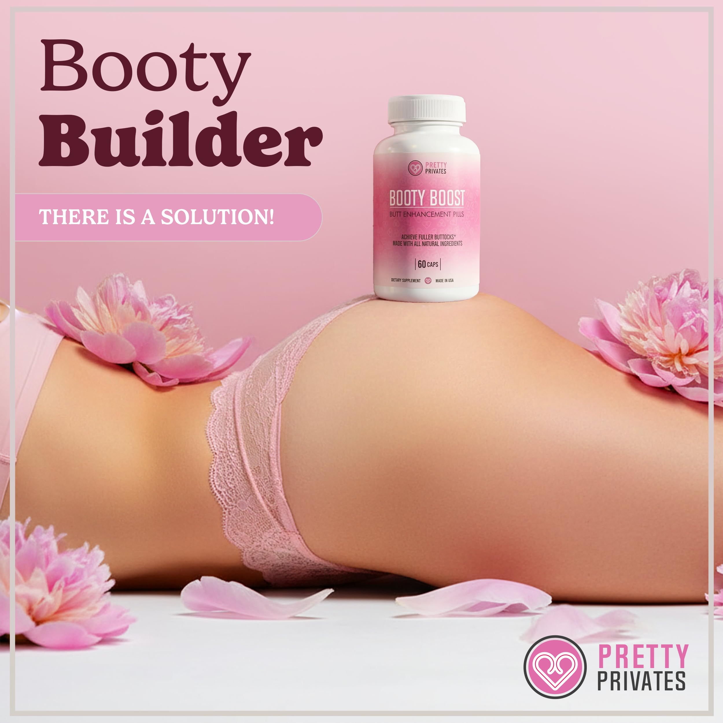 Pretty Privates etiqueta en primer plano con lista de ingredientes botánicos
