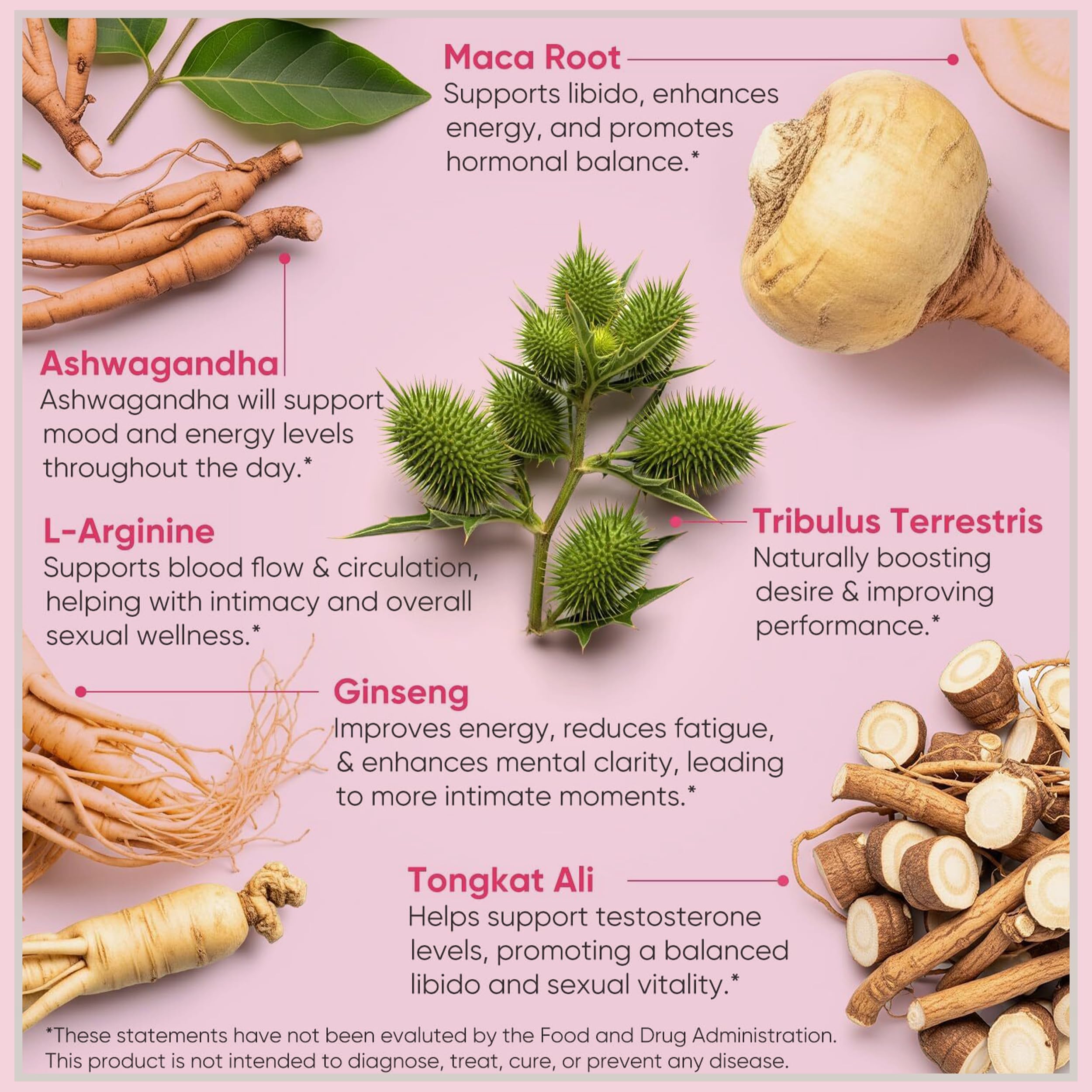 Pretty Privates ingredientes maca y ginseng juntos, resalta energía natural