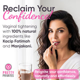Pretty Privates ingredientes en polvo visible, resalta origen natural