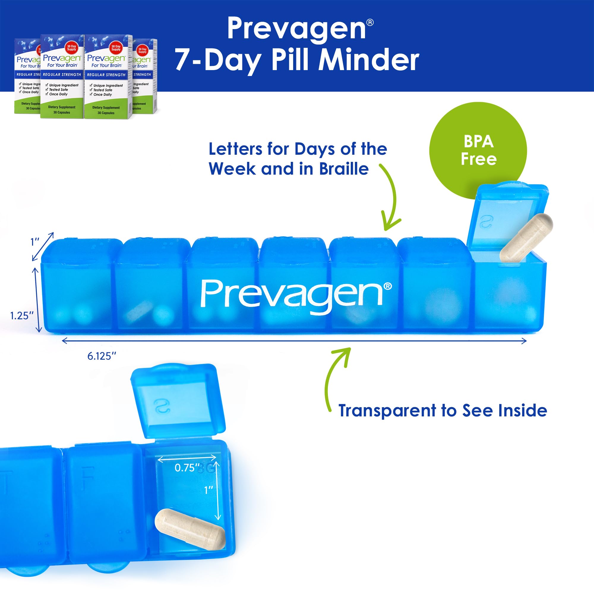 Prevagen primer plano de cápsula que muestra textura y fácil de tragar