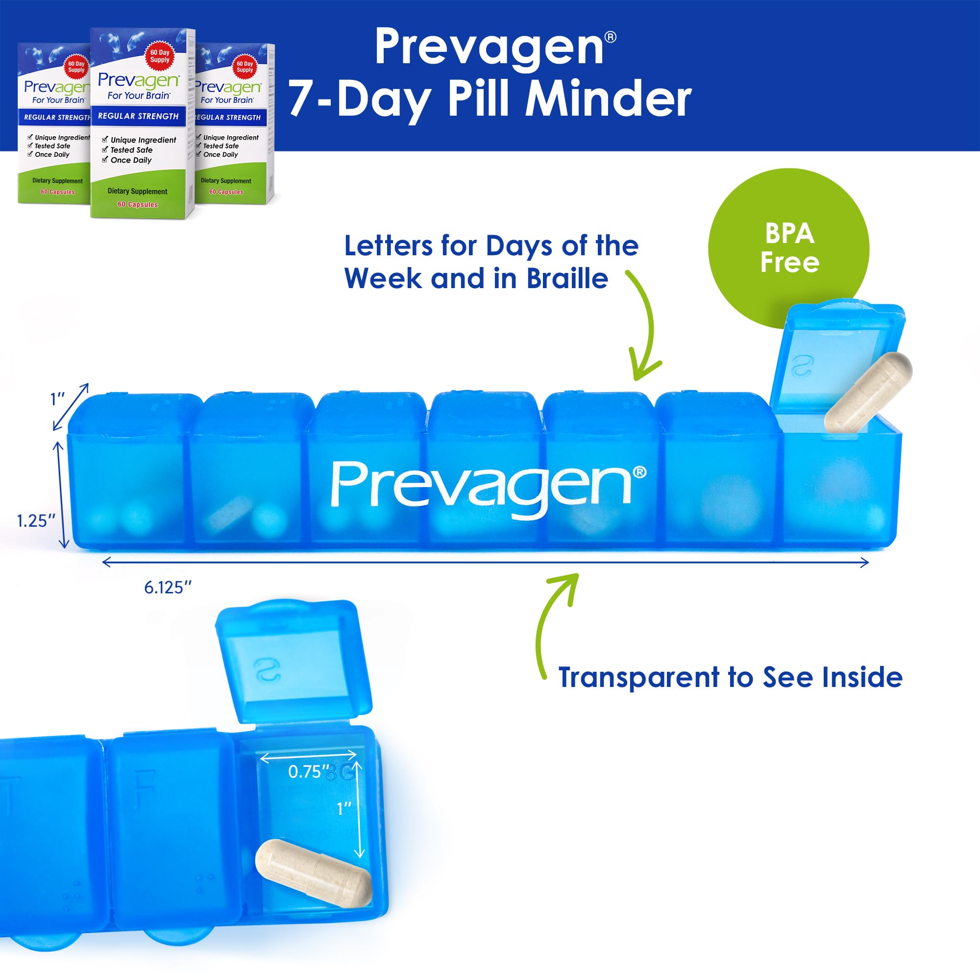 Prevagen primer plano de una cápsula que resalta su textura y fácil ingestión