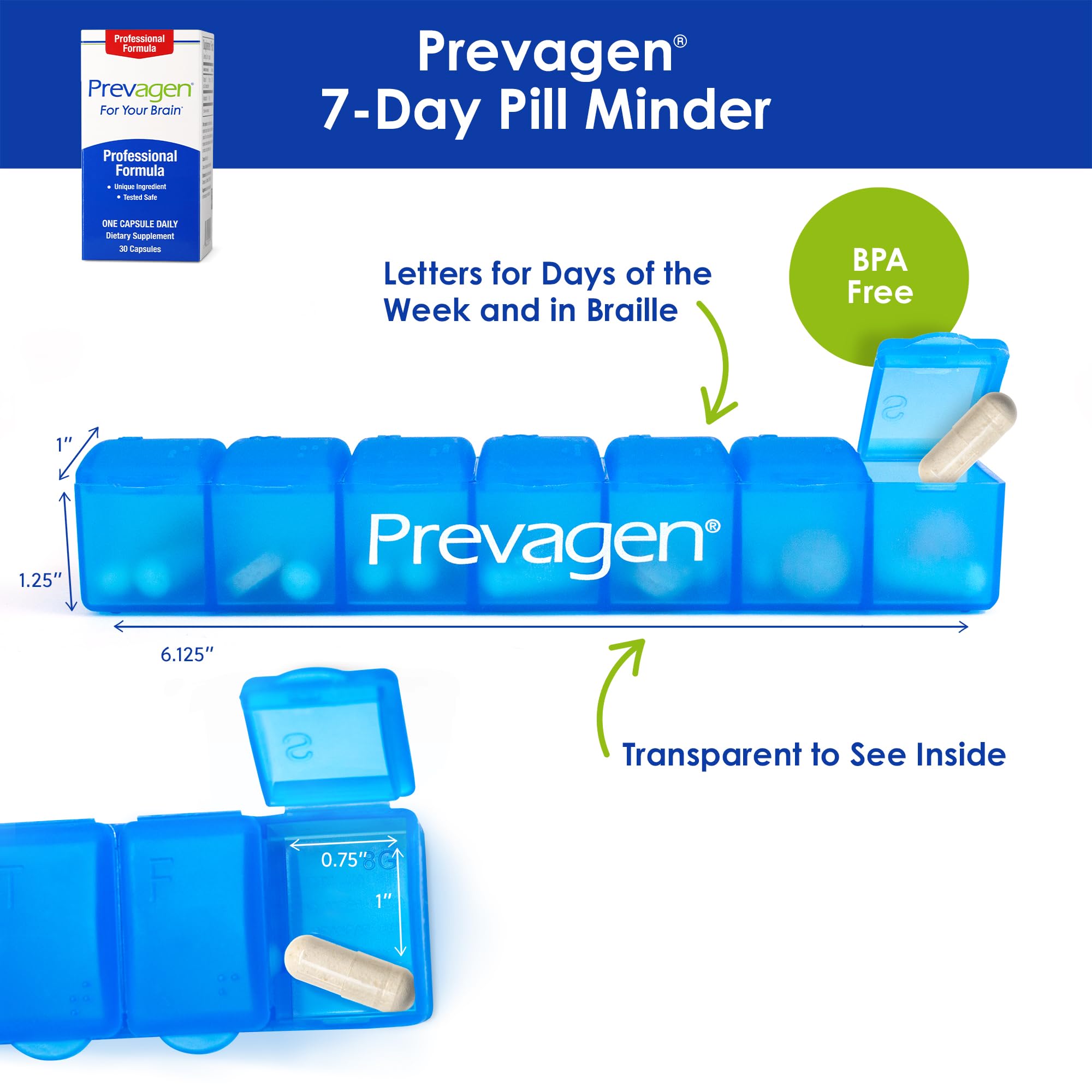 Prevagen cápsula en mano que muestra tamaño y facilidad de deglución