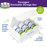 Prevagen estuche abierto con tabletas masticables listo para guardar con comodidad