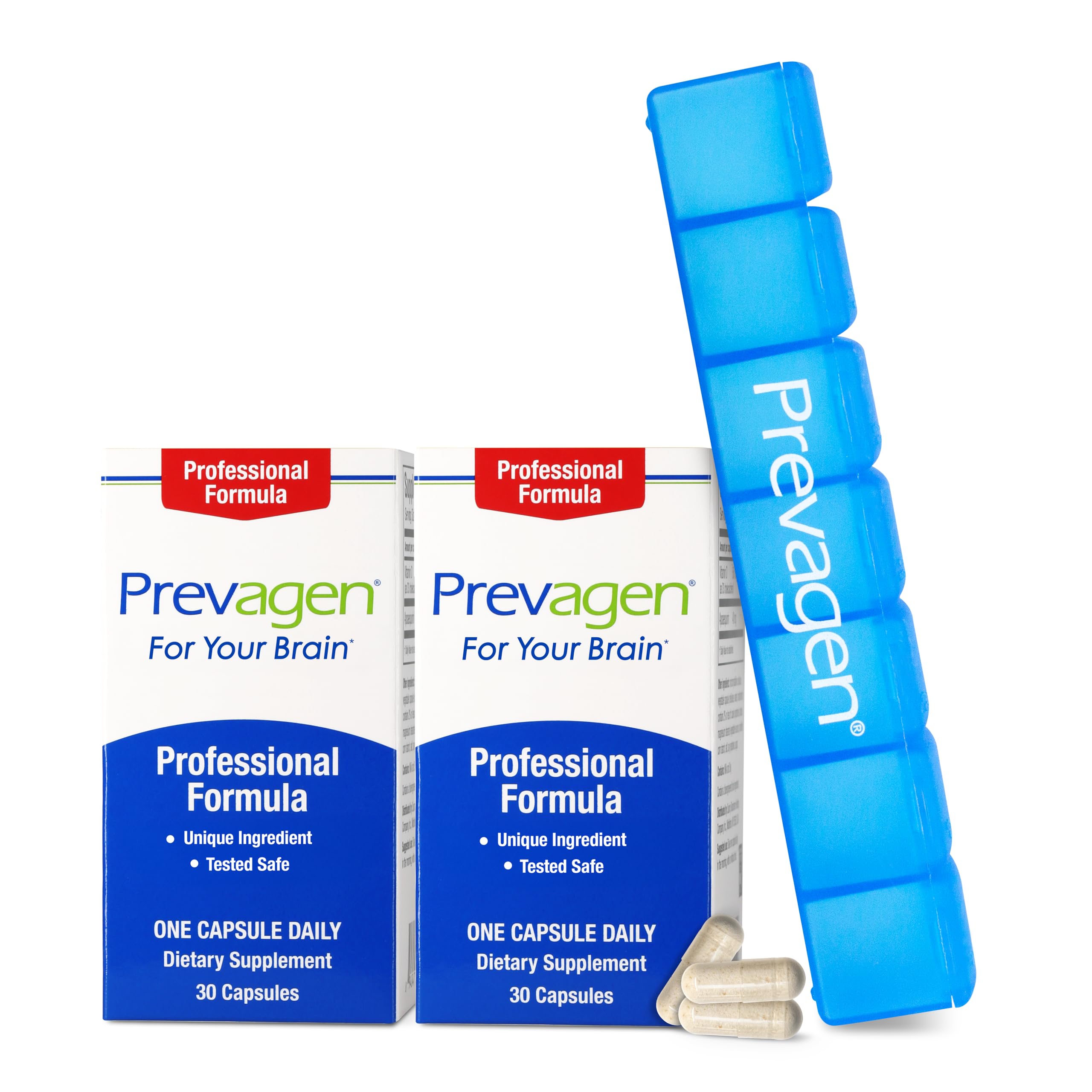 Prevagen frasco frontal mostrando diseño y texto claro para identificación rápida
