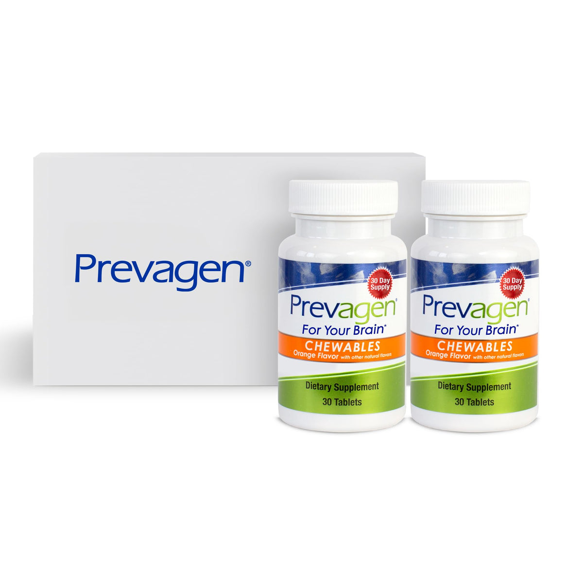 Prevagen frente del empaque mostrando diseño y beneficio de conveniencia