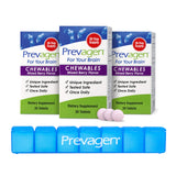 Prevagen frontal del empaque mostrando producto y sabor frutos del bosque para fácil identificación