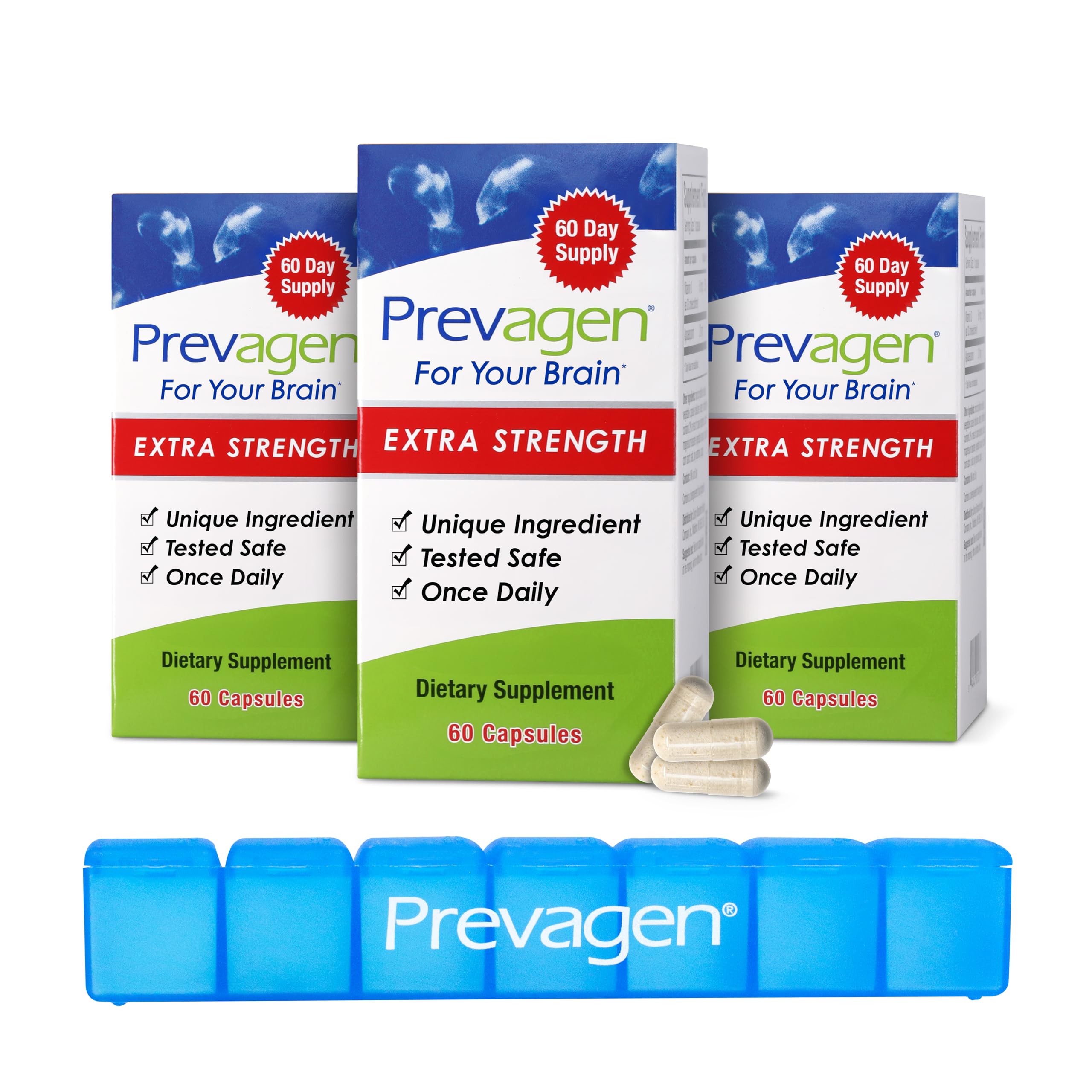 Prevagen imagen frontal del envase mostrando el diseño y beneficios claros