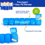 Prevagen organizador semanal de 7 días BPA free con braille para mejor adherencia