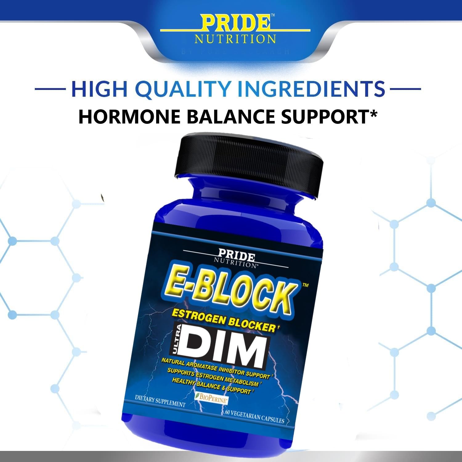 Pride Nutrition envase junto a objeto para comparar tamaño y cantidad