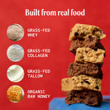 PRIMA Ancestral Protein Bar Cookie Dough porción que ilustra tamaño y densidad