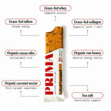 Prima Ancestral Protein Bar bar en mano para visualizar tamaño y facilidad de transporte