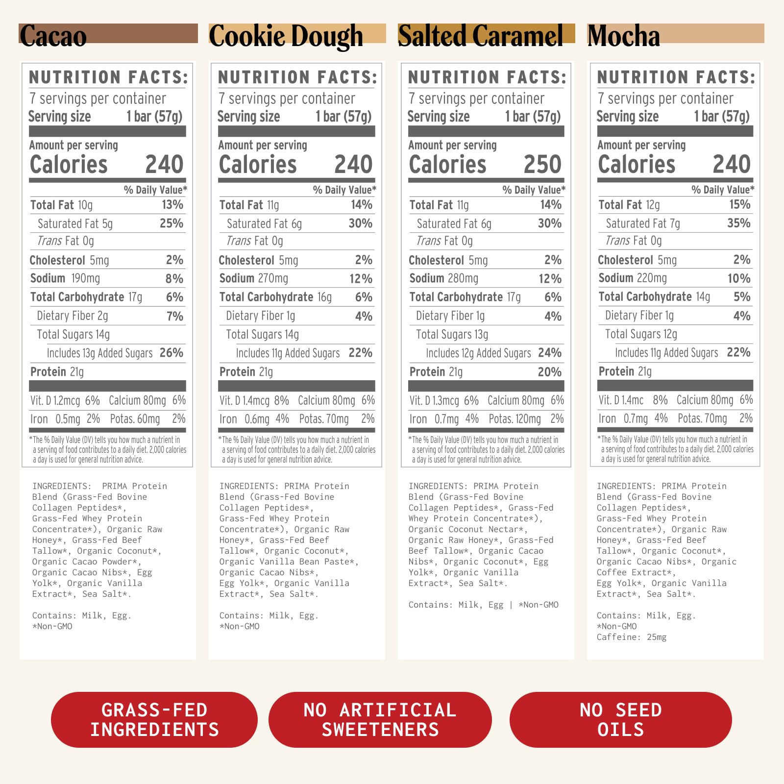 PRIMA Ancestral Protein Bar cacao detalle que sugiere sabor intenso y natural