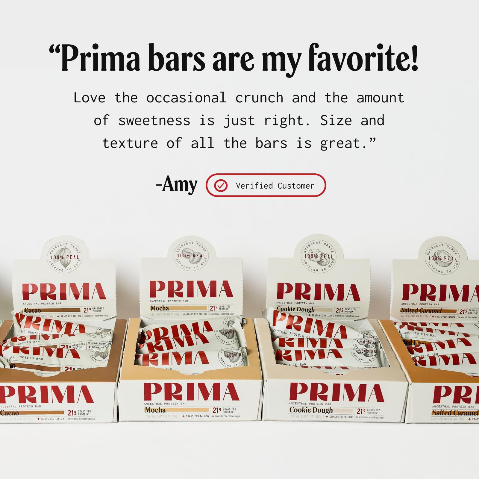 PRIMA Ancestral Protein Bar comparación mano demuestra tamaño portátil