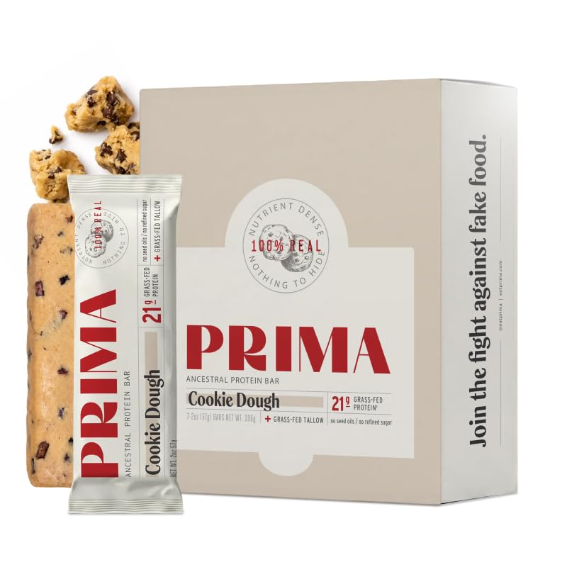 PRIMA ANCESTRAL PROTEIN BAR frente del paquete mostrando marca y sabor