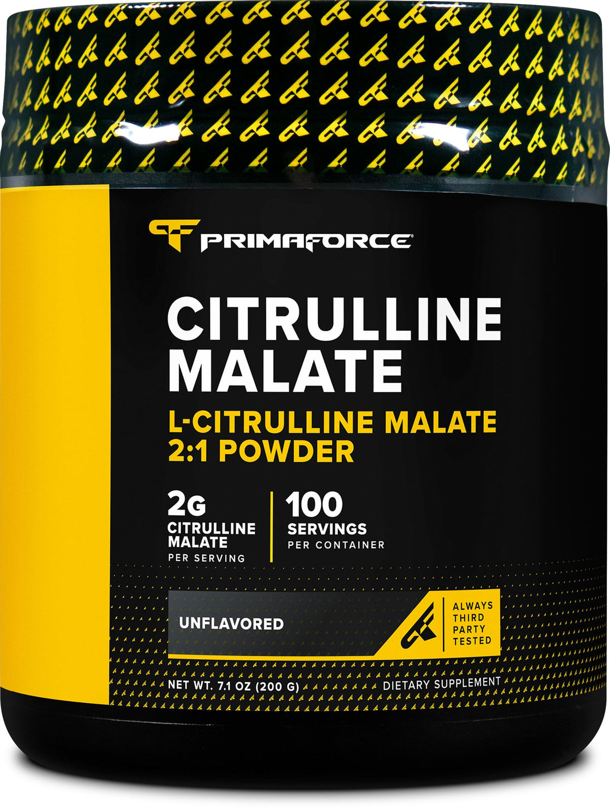 PrimaForce envase frontal mostrando 200 g y sello libre de OGM, beneficio claridad de información