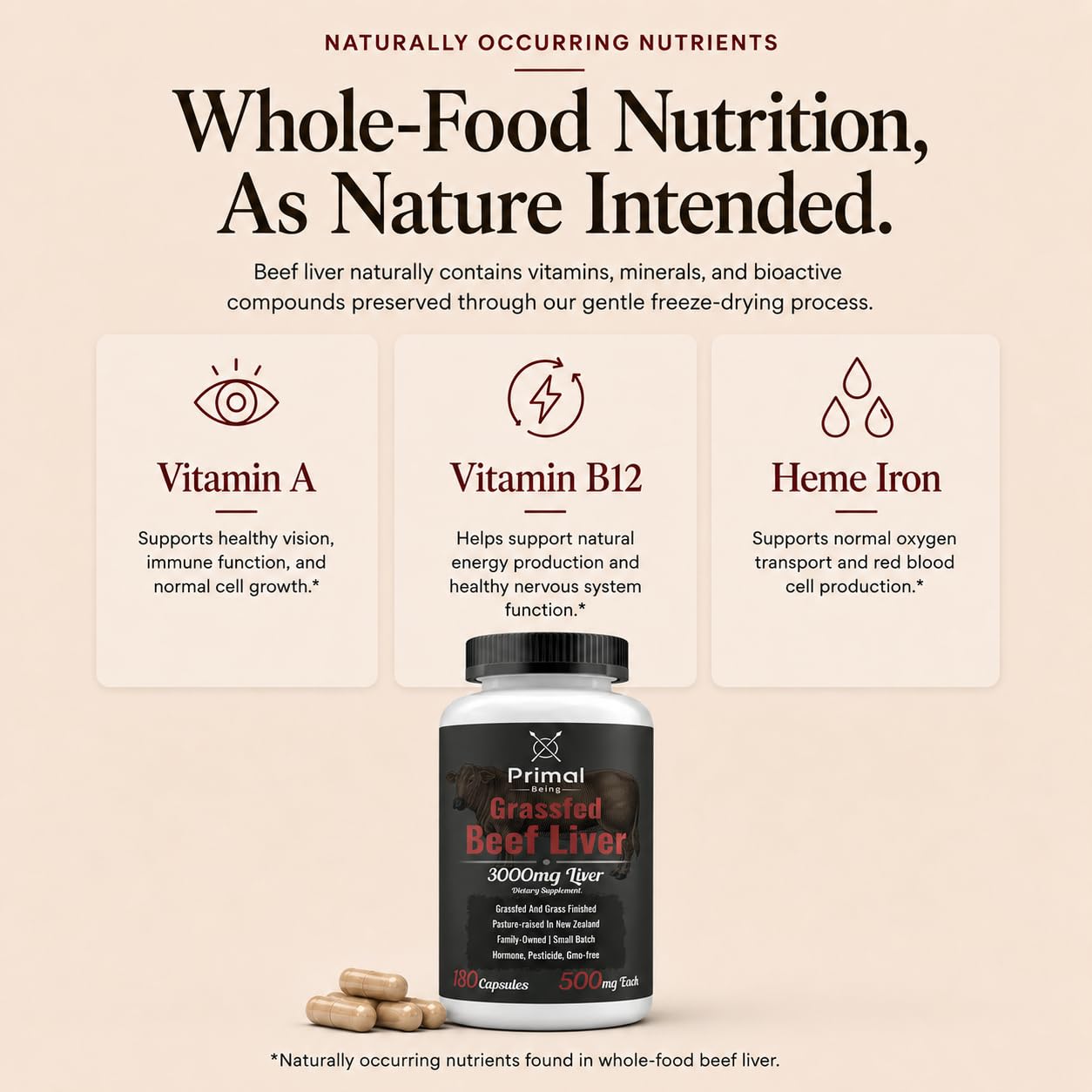 Primal Being etiqueta con información nutricional y pureza