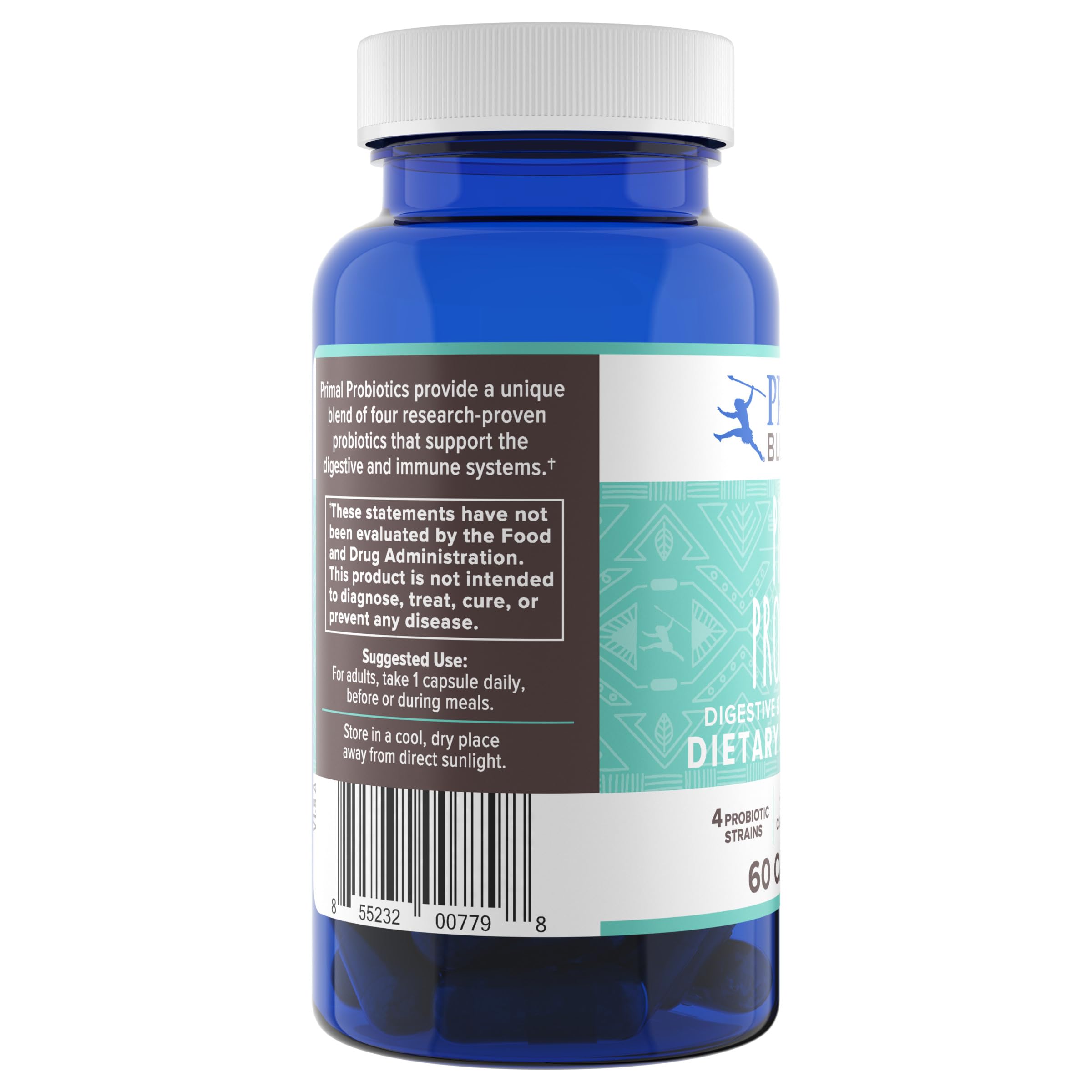 Primal Blueprint en bolso deportivo con botella, sugiere apoyo al rendimiento activo